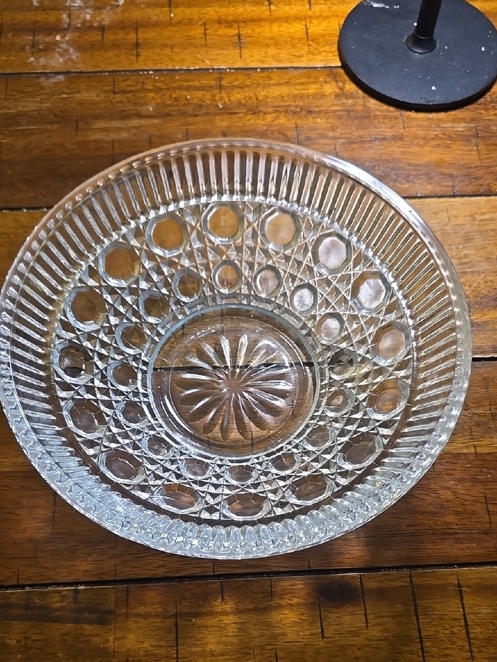 Vintage Indiana Glass Clear Pressed Glass Bowl Diamonds & Buttons Pattern